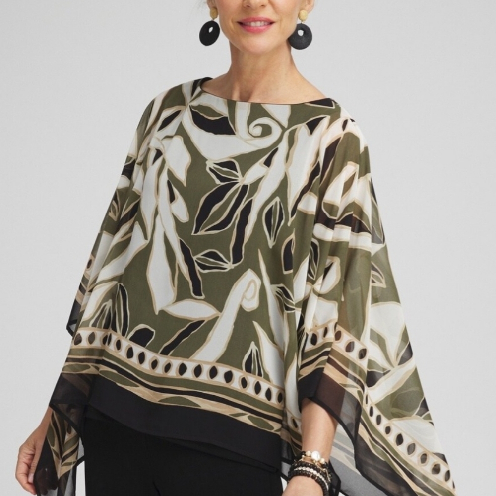 ✅️CHICOS TRAVELERS PAISLEY CHIFFON LAYER TOP TANK 2 - Picture 4 of 7